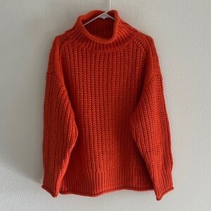 VICI Chunky Knit Orange Turtleneck Sweater